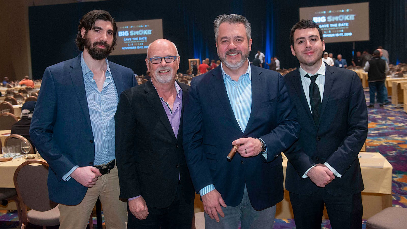Cigar Aficionado's David Clough, Gordon Mott, David Savona and Blake Droesch at the conclusion of the Big Smoke seminars. 