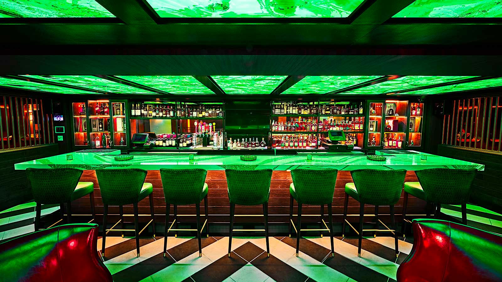The bar on the second floor of Burn Indianapolis.