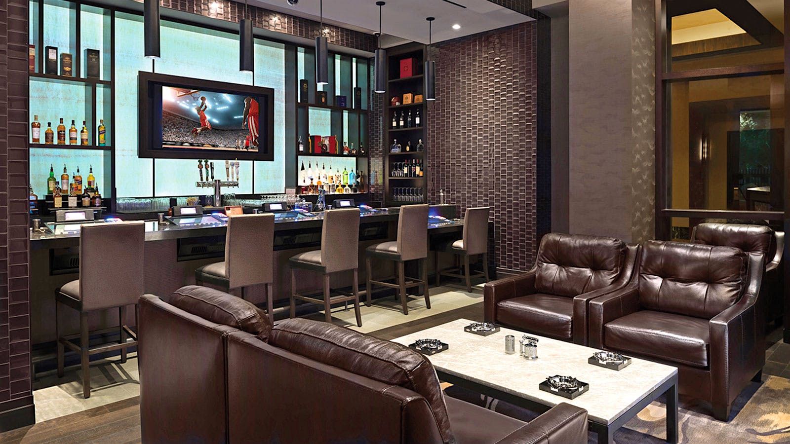 The bar menu features drinks such as the Smokey Mary, an applewood-smoke-infused Bloody Mary, as well as a lineup of cocktails that have cigar-pairing suggestions.