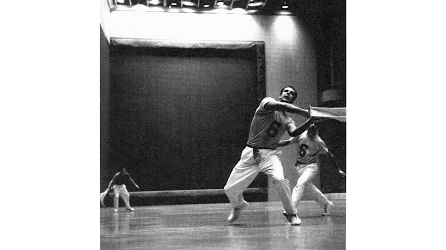 Superstar Francisco Maria Churruca Iriondo Azpiazu Alcorta hurling a pelota in Miami in the &rsquo;60s